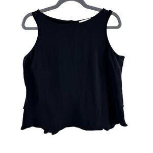 Loft Black Sleeveless Peplum Top Medium Petite‎